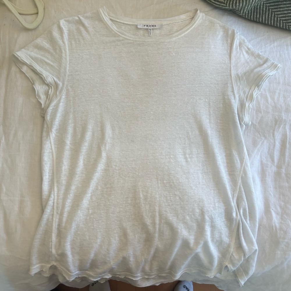 Frame White Linen Tshirt